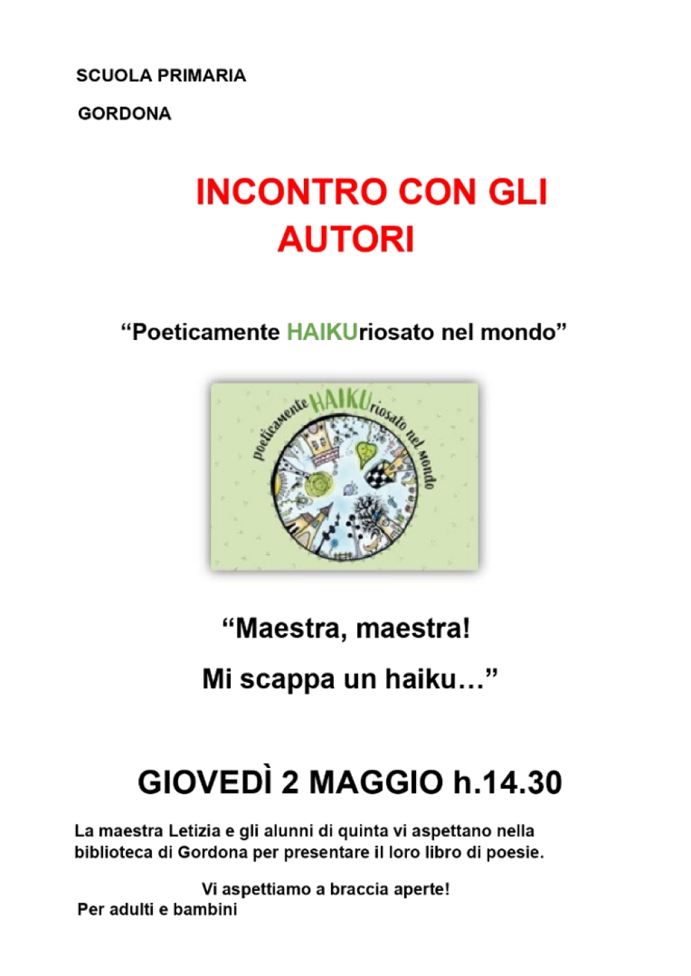 Locandina presentazione libro Haiku