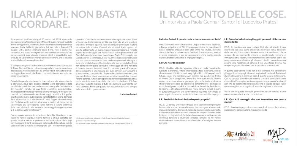 Catalogo mostra Ilaria Alpi 2