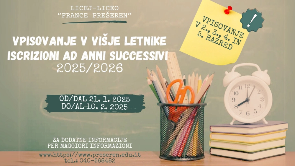 vpisovanja v višje razrede