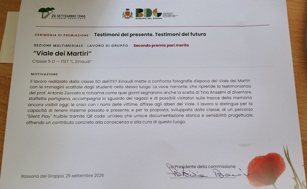 Riconoscimento secondo premio