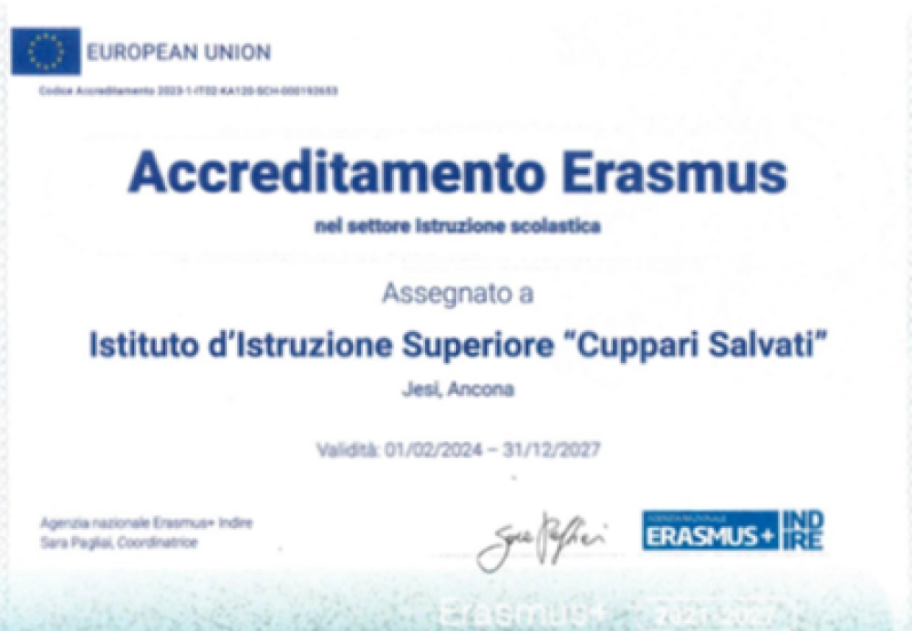 certificato accreditamento Erasmus 2024-27