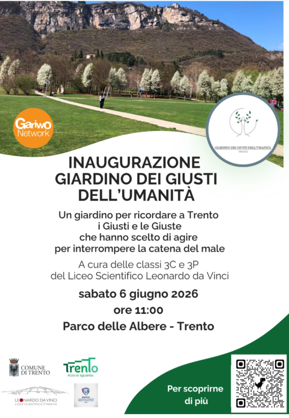 locandina inaugurazione del giardino dei giusti